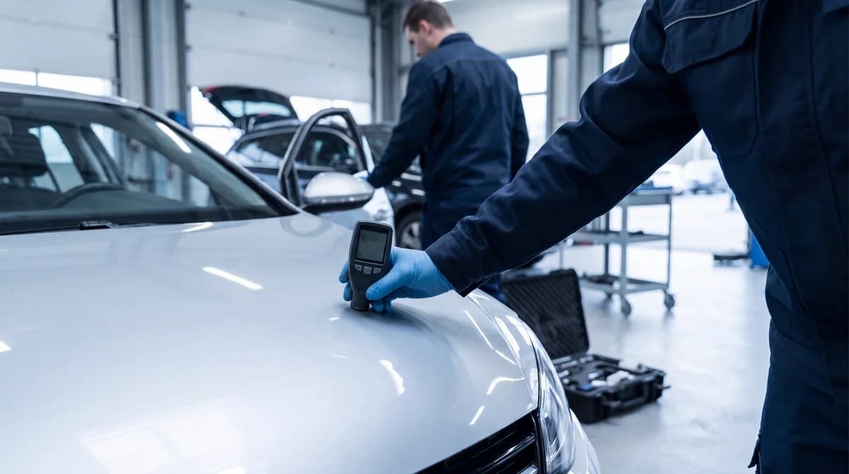Illustration: checking vehicle paint thickness